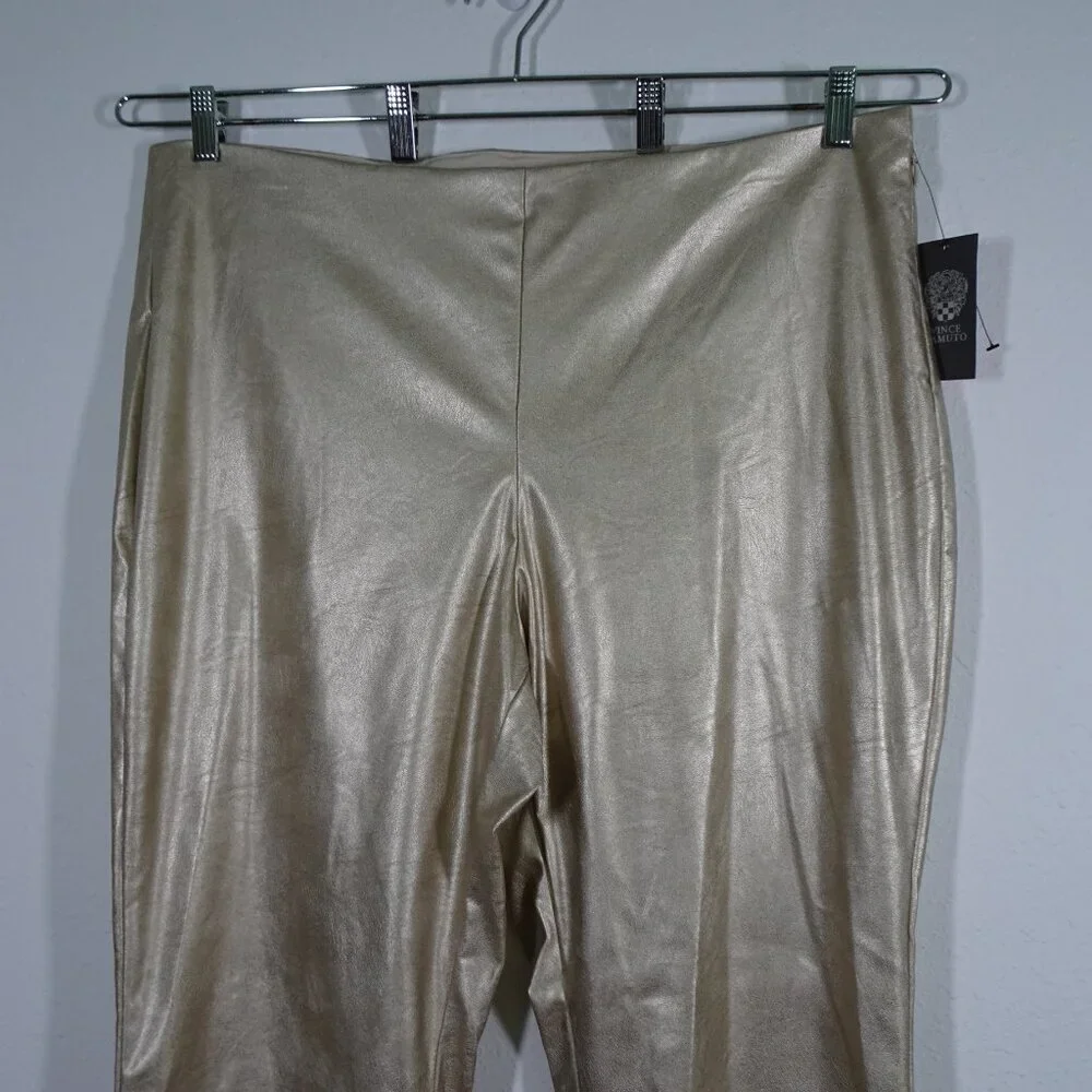Vince Camuto Gold Pants Women's Plus Size 16W Straight Leg Party Holiday Vegan - Picture 3 of 11